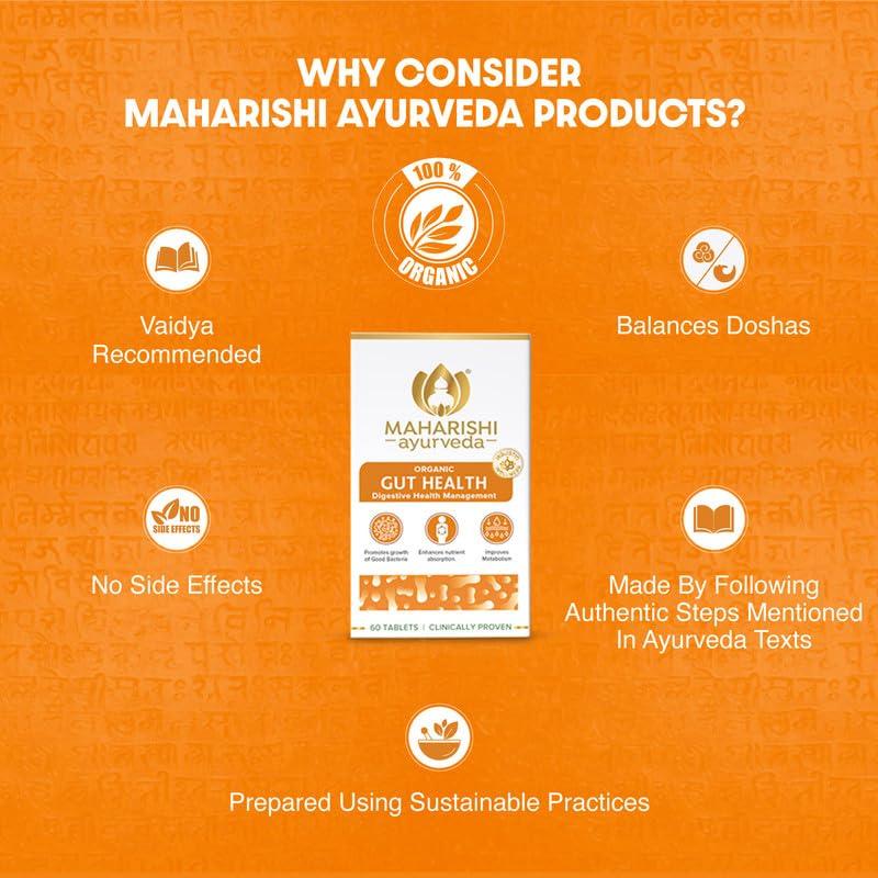 Maharishi Ayurveda Maharishi Ayurveda Gut Health Tablets - 100% Ayurvedic & Natural | Enhance Nutrient Absorption & Digestion | For Overall Gut Health | 60 Tablets (Pack of 3)