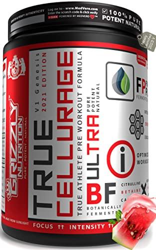 Grizzly Nutrition Grizzly Nutrition, True Cellurage, Pre Workout Powder, upto 65 Servings, citrulline, beta alanine, caffeine +13 performance boosters,160 grams (Watermelon Brasilia)