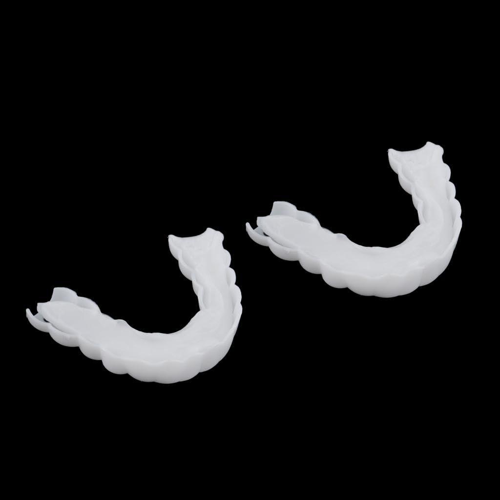 LICHTS LICHTS 2 Pcs Silicone Lower False Teeth Dental Veneers Dentures Fake Tooth w/Case