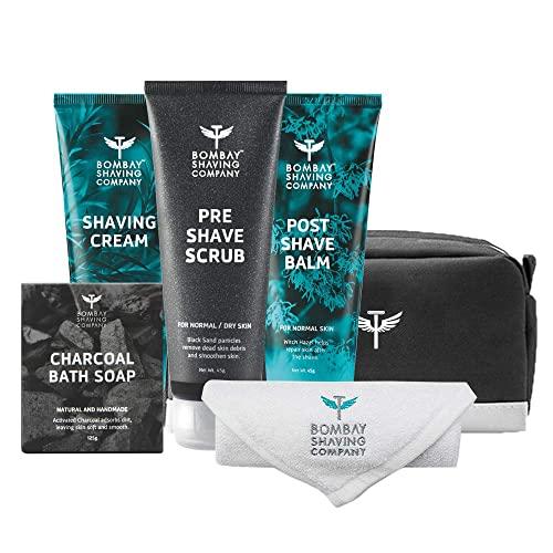Bombay Shaving Company Bombay Shaving Company Premium Shaving Kit for Men | Pre shave scrub, Shaving Cream, Post Shave Balm, Charcoal Soap, Towel, Shaving Kit Bag | Made in India & Activated Charcoal Facial Kit