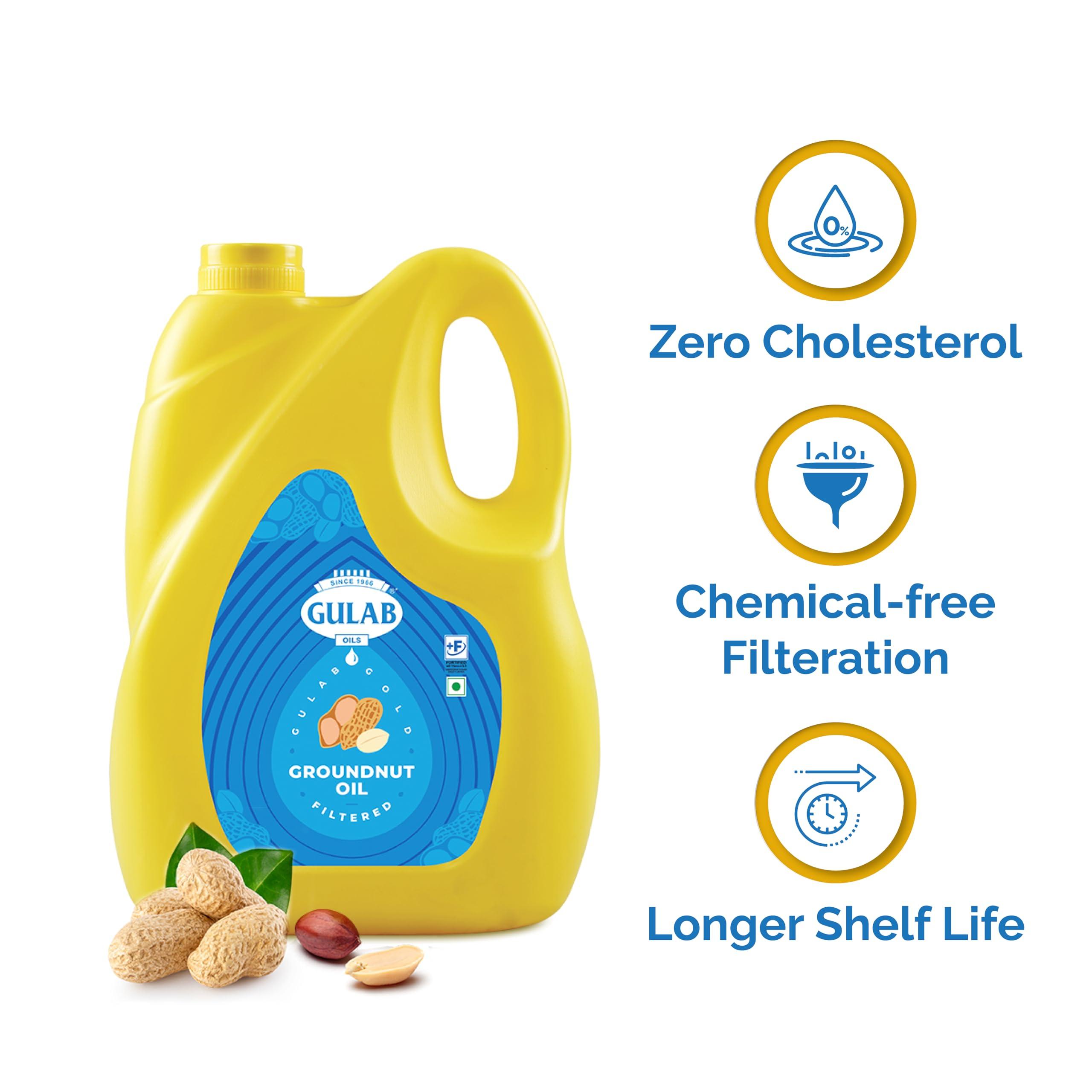 GULAB Gulab Gold 100% Pure Double Filtered Groundnut Oil (5 Ltr)