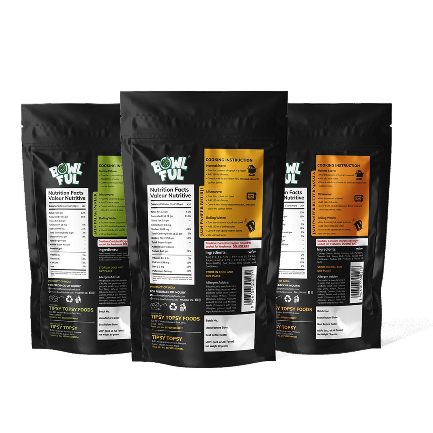 BOWLFUL BowlFul Jain Paneer Combo, 100% Natural, Ready to Eat, Freeze Dried Food