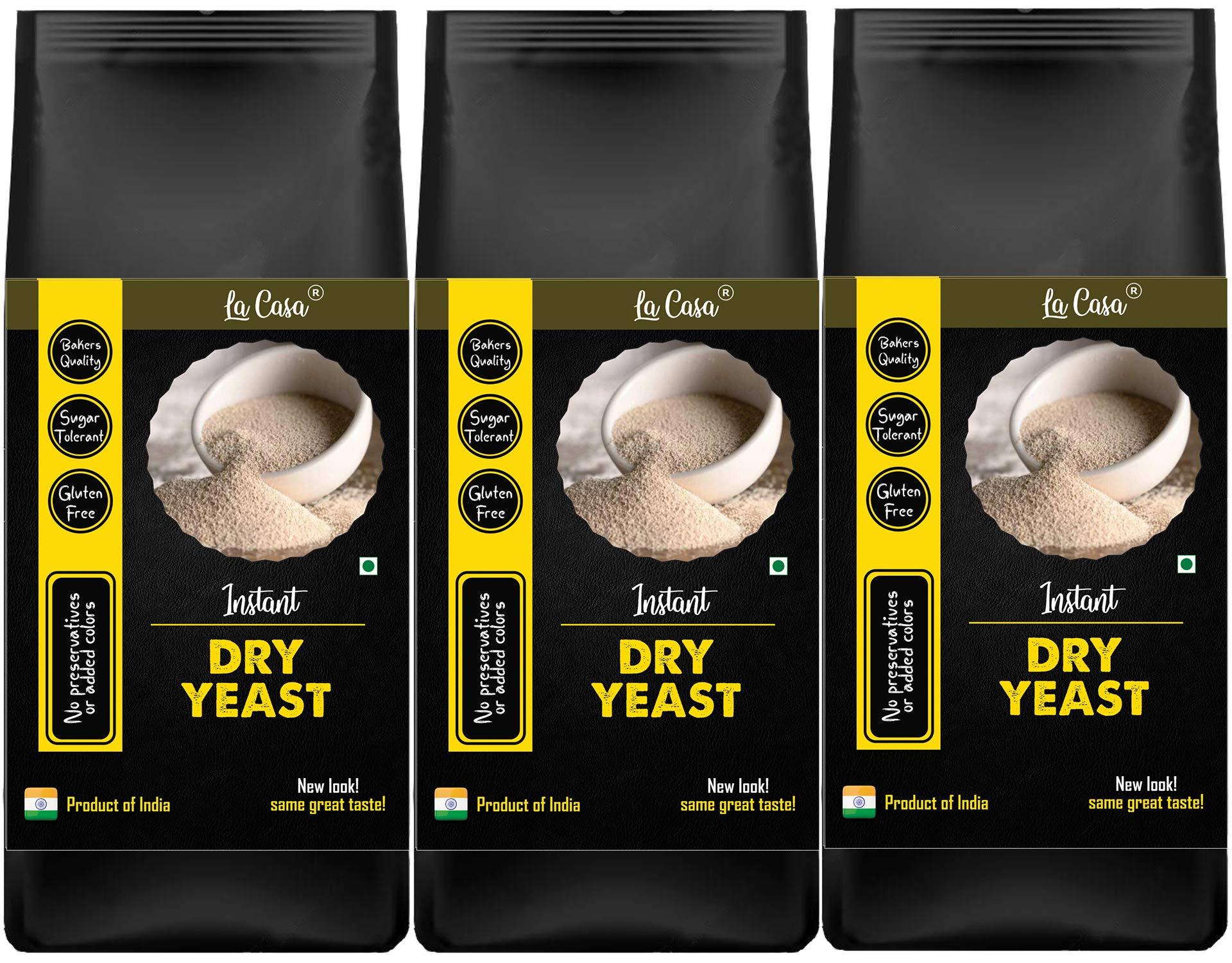 La Casa La Casa Premium Instant Dry Yeast | Combo Pack of 3 | Baker's Quality | High Sugar Tolerant | Gluten Free & Vegan | 750 GMS |