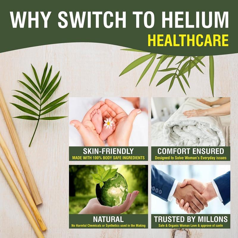 Helium Helium Biodegradable Bamboo Premium Sanitary Pads - (Pack Of 4= 90 Pads,50 Regular Pads XL + 40 Overnight Pads XXL),Pure Cottene,100% Rash-Free-Periods,High Absorbent, High Absorbent, Extra Long