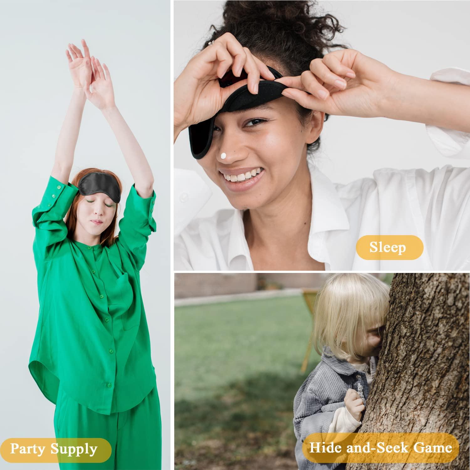 Vandorla 12 Pack Blindfold Eye Mask Cover Sleep Mask for Team Games Travel Sleep Party Supply with Adjustable Strap for Women Men Kids, Black