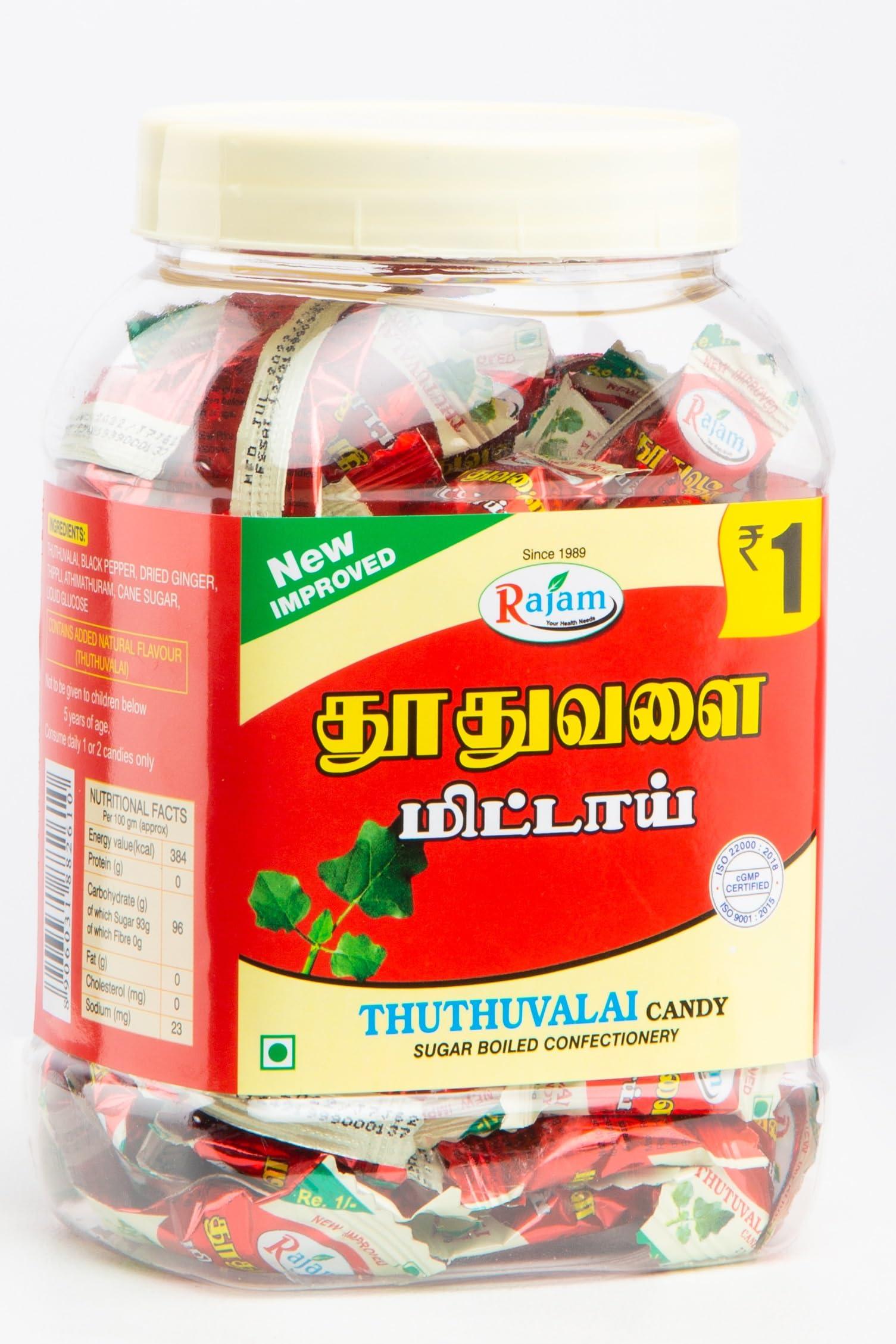 Rajam Rajam Thuthuvalai Candy 270 Gram (Rs.1 pouch * 100 candy) - Thuthuvalai Mittai