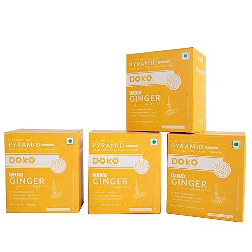 DOKO THE FRESH BASKET Doko Natural Tulsi Ginger Tea, Set of 4 (48 Tea Bags) | Premium Herbal Green Tea | Healthy with Natural Ingredients | Energizing and Immune-Boosting | Perfect of Wellness and Taste
