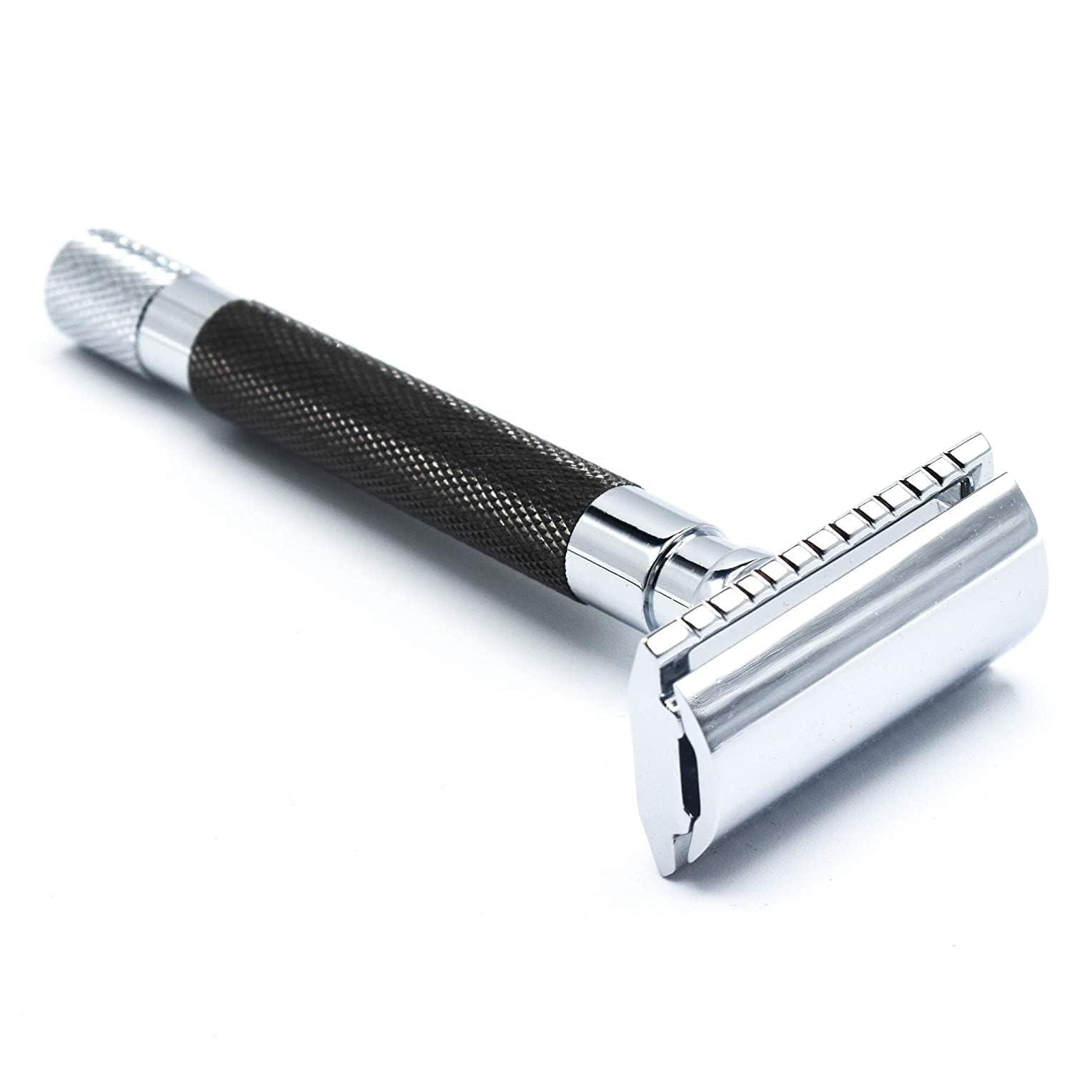 PARKER Safety Razor Parker Safety Razor 56R Heavyweight Double Edge Safety Razor with 5 Parker Premium Platinum Stainless Steel Razor Blades Classic 3 Piece Design (Graphite)