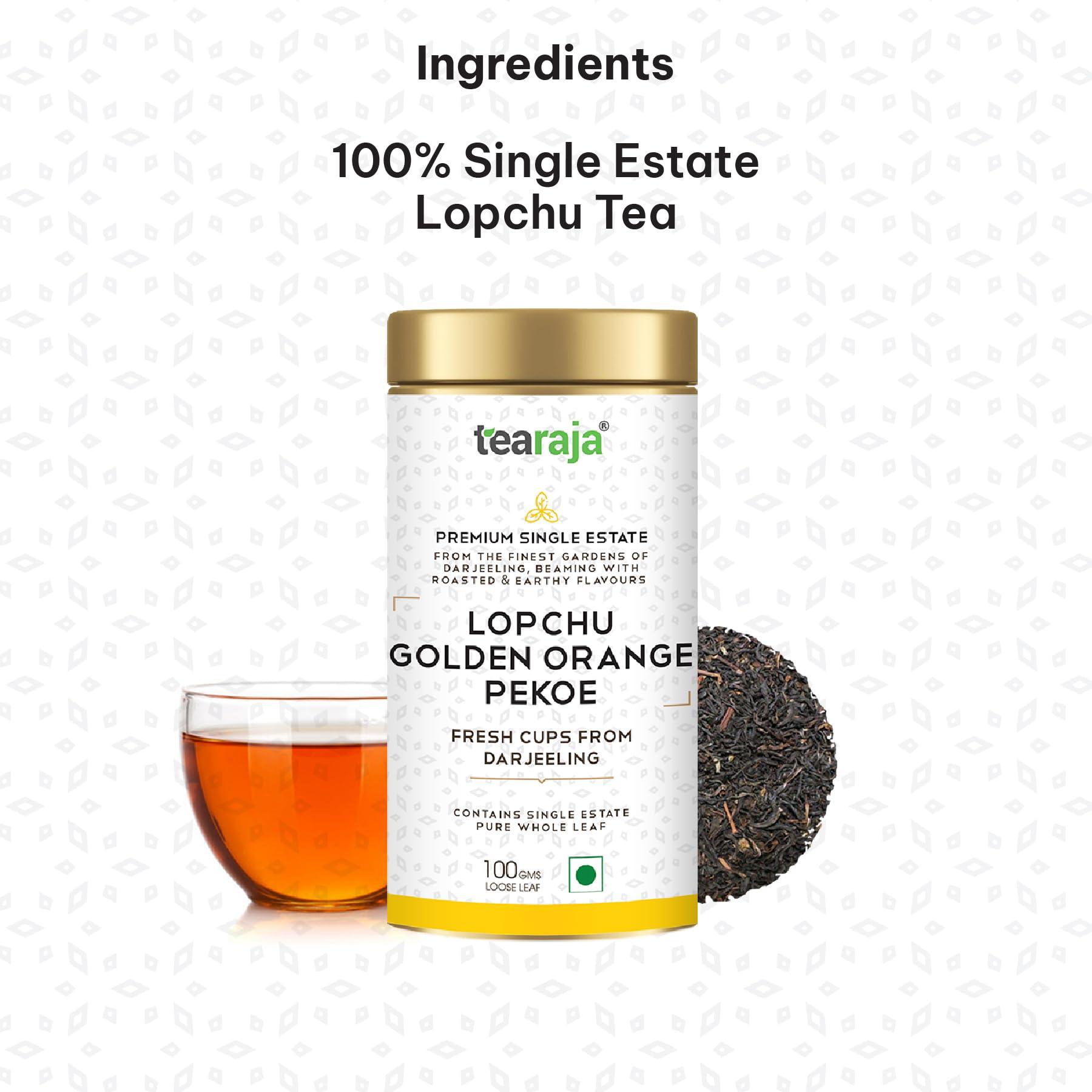 TeaRaja Tearaja Lopchu Golden Orange Pekoe Darjeeling Leaf Tea, 100g
