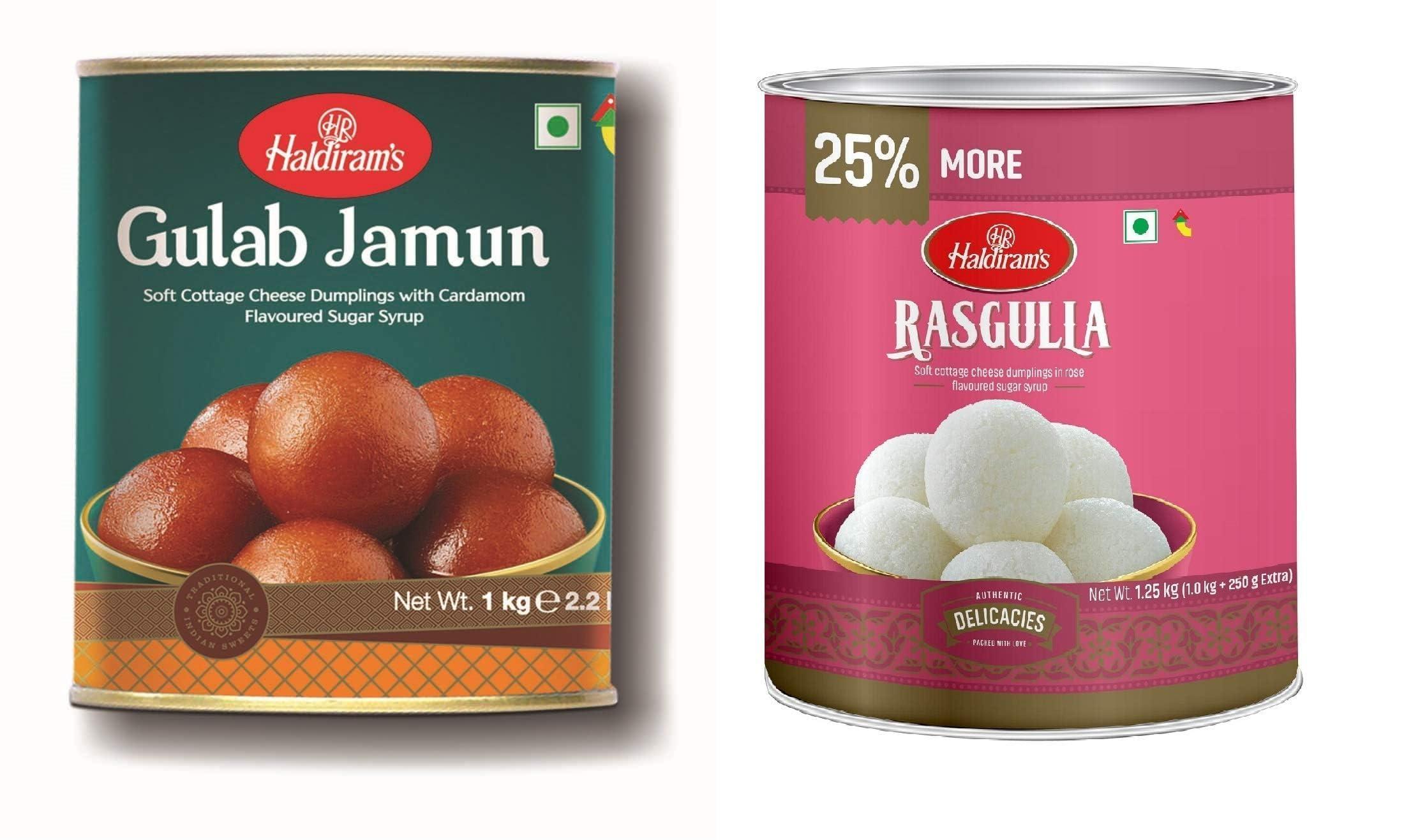 Haldiram’s Haldirams Gulab Jamun & Rasgulla Combo Pack 1 Kg Tin X 2 Pcs