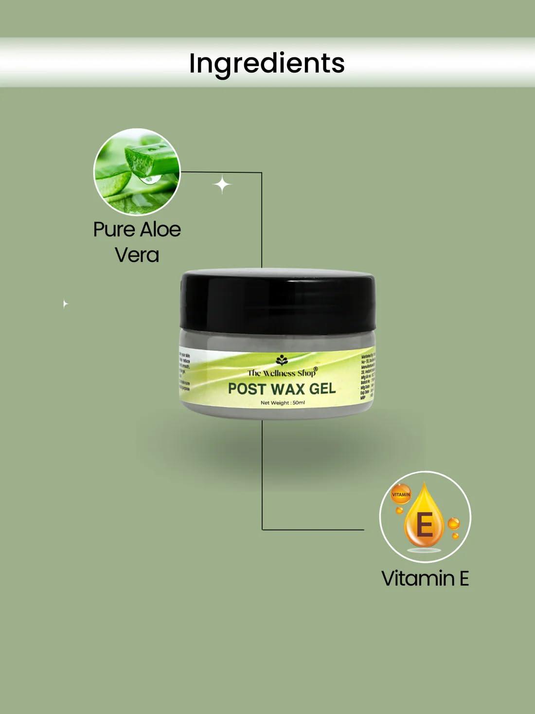 The Wellness Shop The Wellness Shop Post Wax Claming Gel | With Aloe-Vera and Vitamin E | For Soothes Irritation and Redness | Deeply Hydrates and Nourishing | Easy to Absorbs | Organic Ingredients | 50ML
