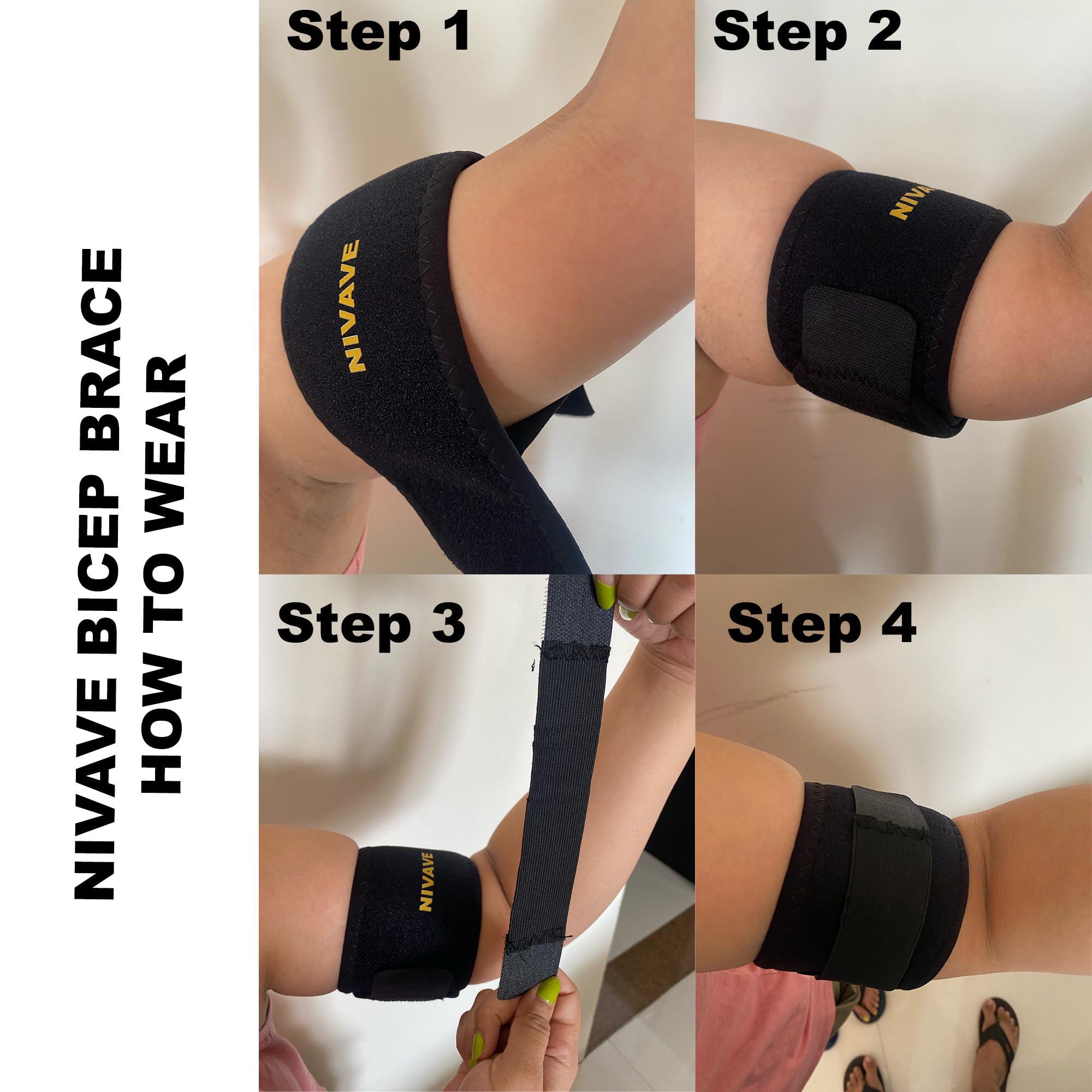 Nivave NIVAVE CORSICA Bicep Tendonitis Brace Compression Sleeve Support, Upper Arm Brace Bicep Support Bands for Pain Relief, Muscle Strains and Inflammation, Tricep/Bicep Wrap for Men and Women (1, Black, M Width-3\")