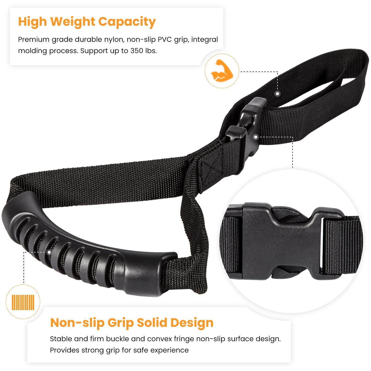 E-cowlboy E-cowlboy Auto Cane Car Grab Handle Adjustable Standing Aid Safety Handle Vehicle Support Portable Nylon Grip Handle Car Assist Device Black (2 Pack)