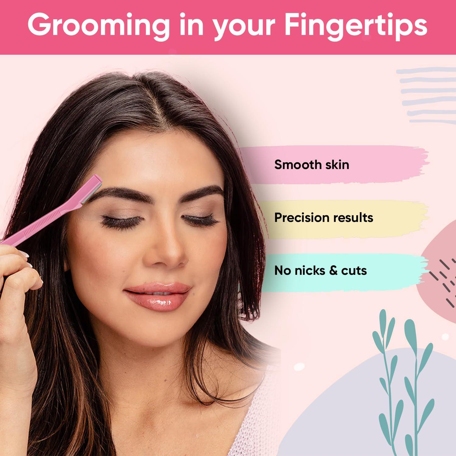 VEGA Vega Eyebrow Shaper for Women - Pack of 3 Reusable Face Razor, Painless Facial Hair Removal, Razor for Face, Eyebrows, Upper Lips, Chin, Side Locks, Forehead, (ESS-01)