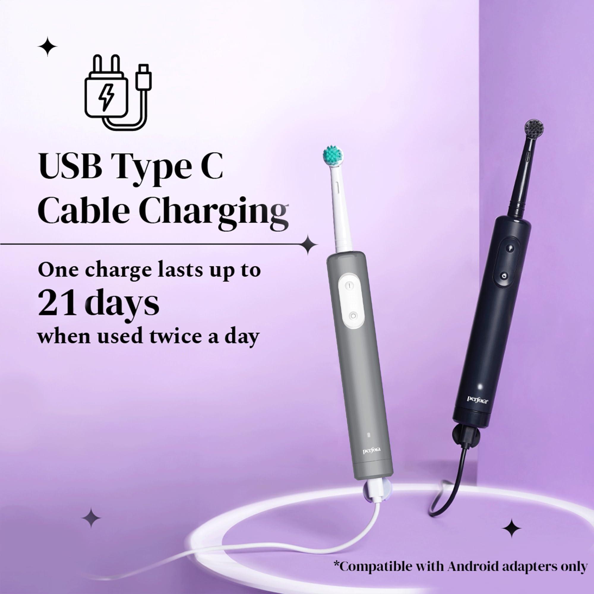 Perfora Perfora PRO Oscillating Electric Toothbrush | 2 Years Warranty | Electric Toothbrush Rechargeable, Electric Brush, Electric Toothbrush For Men & Women, 8800 RPM, 1 Mode, 2 min Auto Timer (Limitless Black)