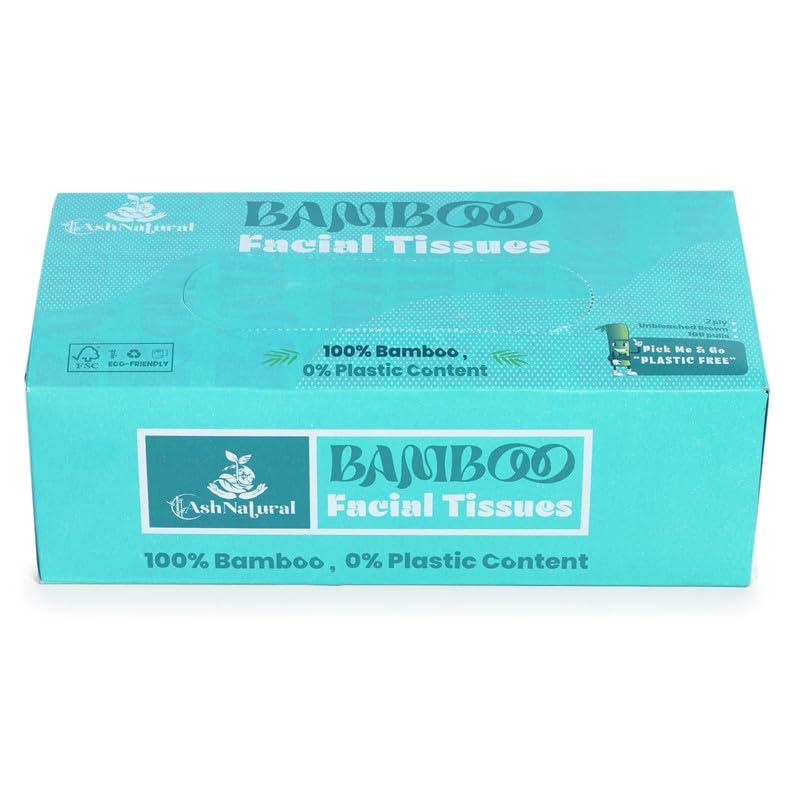 AshNatural AshNatural Bamboo Facial Tissue (Pack of 12) 1200 Pulls 2-Ply, 100% Bamboo|Disposable and Eco-friendly Tissue|Tree-Free Solution, Skin Friendly & Unbleached 1200 Pulls