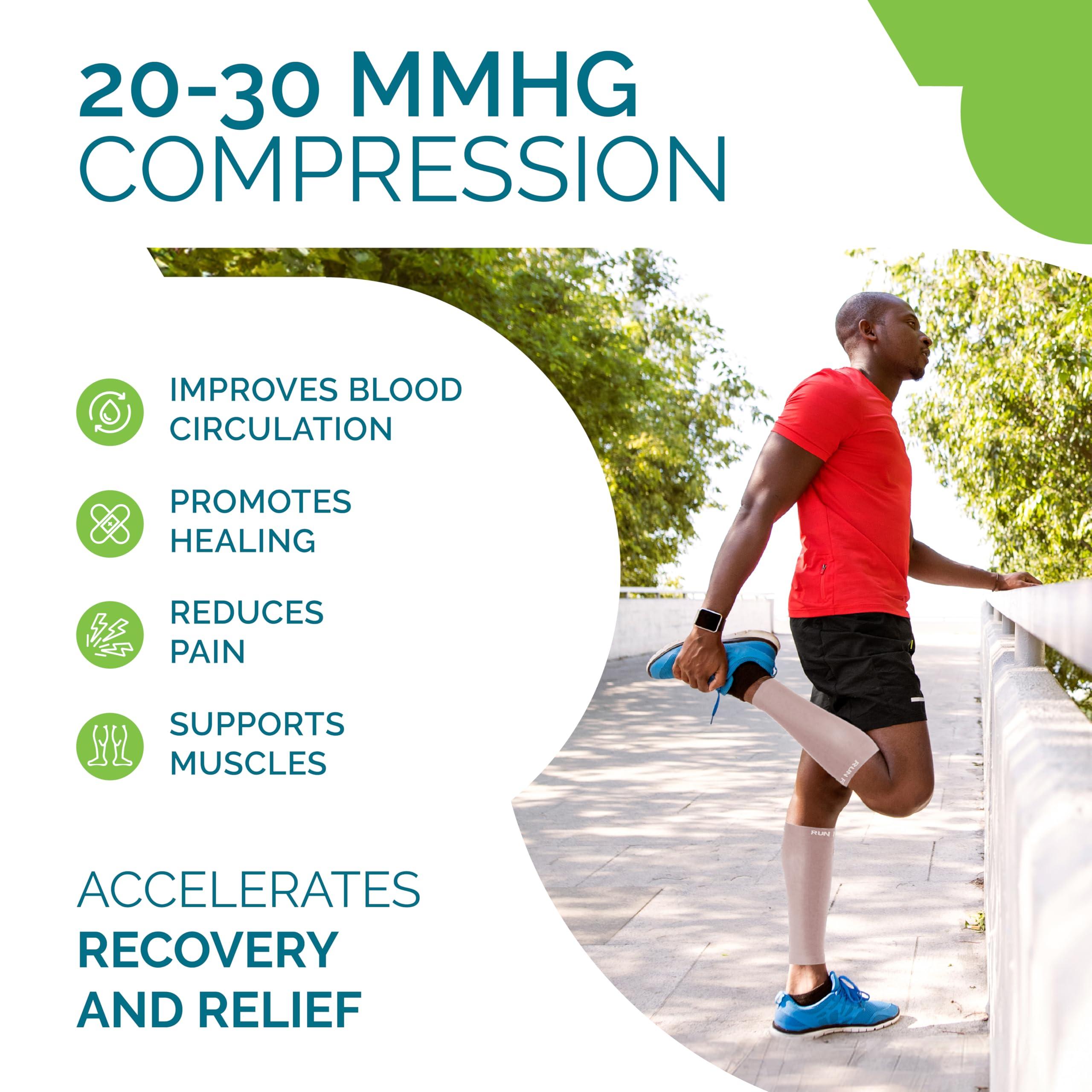 Run Forever Run Forever Calf Compression Sleeves for Men and Women - Leg Compression Sleeve - Footless Compression Socks for runners, Nude, X-Large