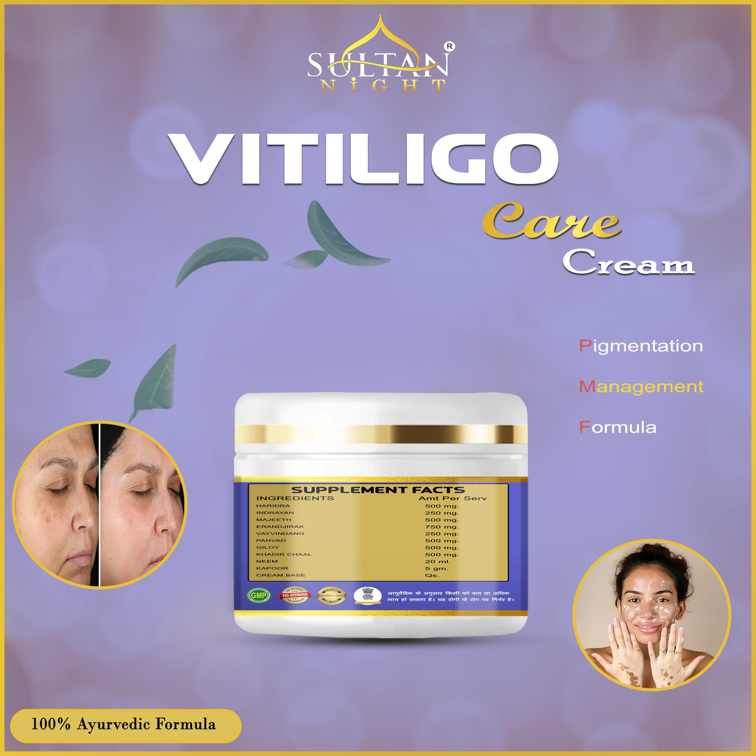 Sultan Night Sultan Night Vitiligo cream 100gm | Super Effective on Vitiligo | White Patches, Discoloration of Skin, Scar Removal, Piebald, Sweat Spot for men and women(2x50g)