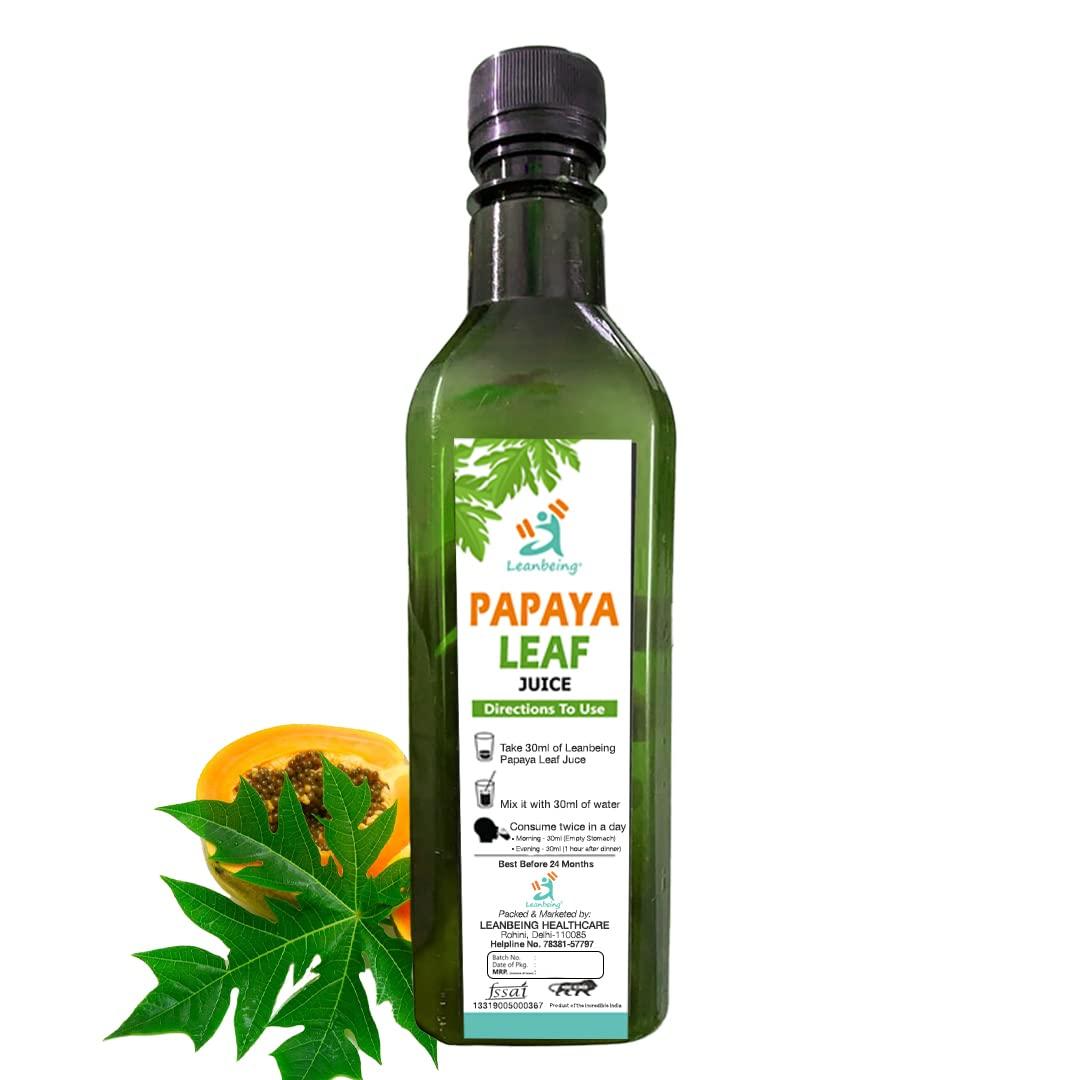 LEANBEING Herbaveda - Papaya leaf juice 900ml ( 450ml *2 )| Pure | Increases Platelet count | Good For skin & hair
