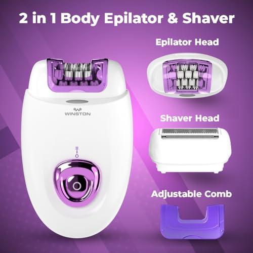 WINSTON Winston Rechargeable Body Epilator and Shaver for Women Facial Hair Remover Machine | Mini Portable Electric Body Shaver | Bikini Trimmer - 90 min Runtime