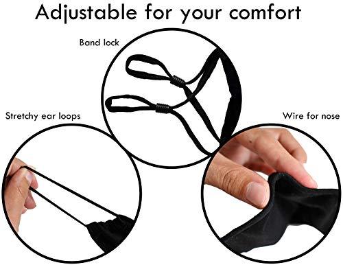 NxTSTOP Apparel NxTSTOP TRAVLEISURE ADJUSTABLE, REUSABLE, WASHABLE FACE MASK - ADULT / COTTON / BLACK, Black, 1 Count (Pack of 1)