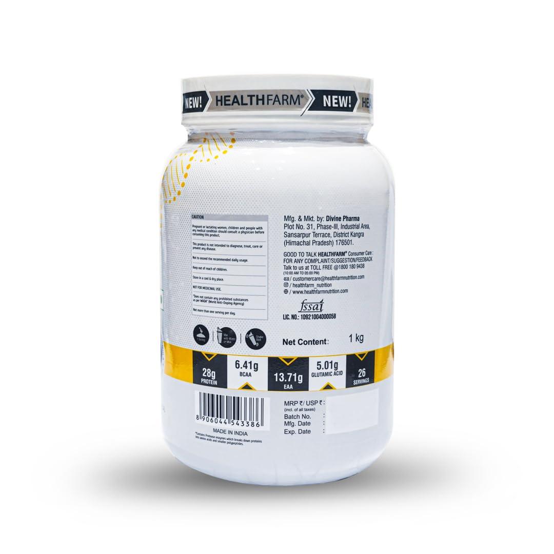 HEALTHFARM Healthfarm Muscle Bio Whey | Grass Fed Protein | Improved Protein Absorption (1 Kg, Milk Chocolate