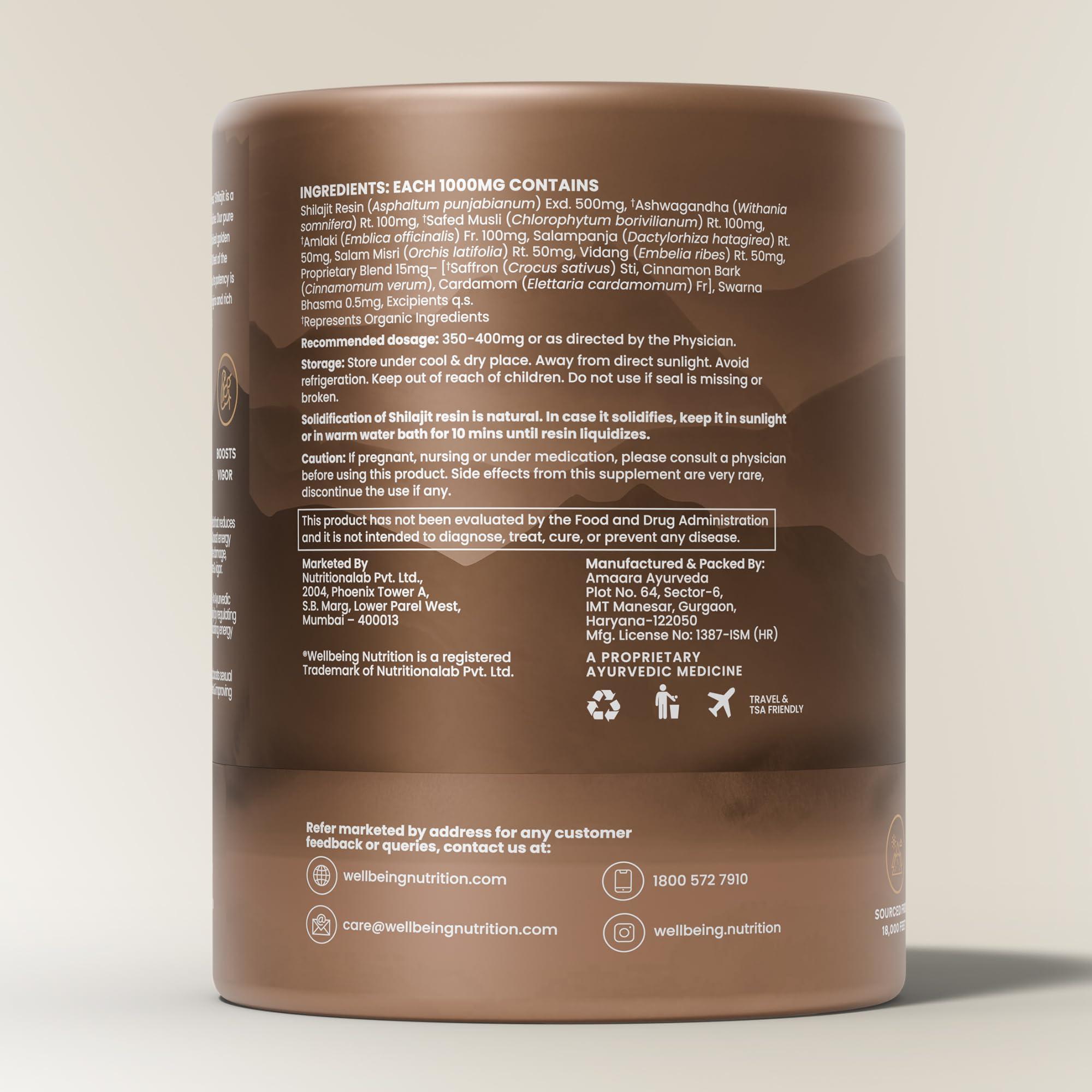 Wellbeing Nutrition Wellbeing Nutrition Pure Himalayan Shilajit Gold Resin for Strength, Stamina, Performance, Stress Relief and Vitality | With Ashwagandha, Safed Museli & Swarna Bhasma (24K Gold Leaf) | Lab Tested - 20g