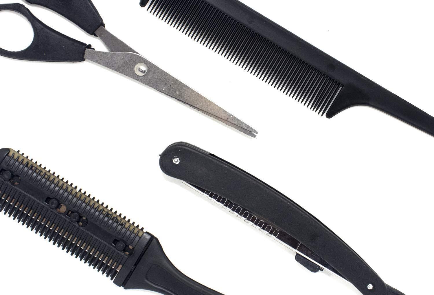 GutarGoo GutarGoo 4 Pcs professional Hairdresser Cutting Scissor With Hair trimmer razor Comb,Ustra shaving folding razor ( Pack Of 1 )