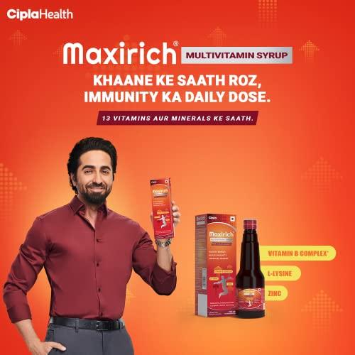 Cipla Cipla Maxirich Multivitamin Syrup | Boosts Immunity | Powerhouse of Vitamins & Minerals | 200 ml (Pack of 1)