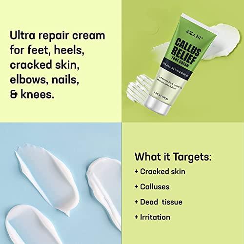 AZANI Azani Callus Relief Foot Cream - 100g | 25% Urea, Castor & Tea Tree Oil | Callus & Corns remover, Deeply moisturizes extreme Dry Rough Feet, Cracked heel | Exfoliates Dead skin| Women & Men