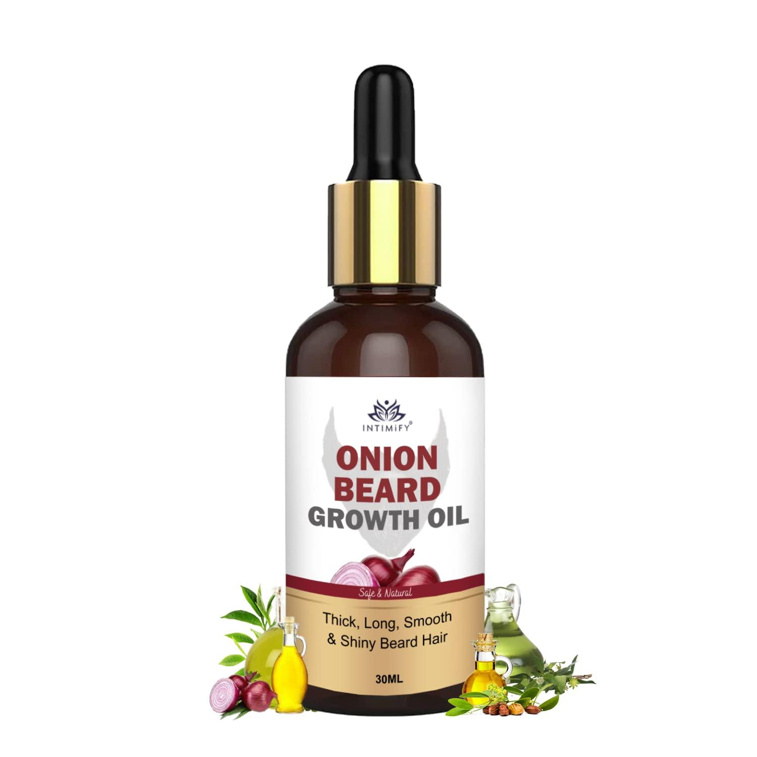 INTIMIFY INTIMIFY Onion Beard Growth Oil | Dadhi Badhane Wala Oil | Beard Oil for Patchy And Uneven Beard | Mustache Growth Oil For Men With Jajoba Oil (30 ml - Pack of 1)