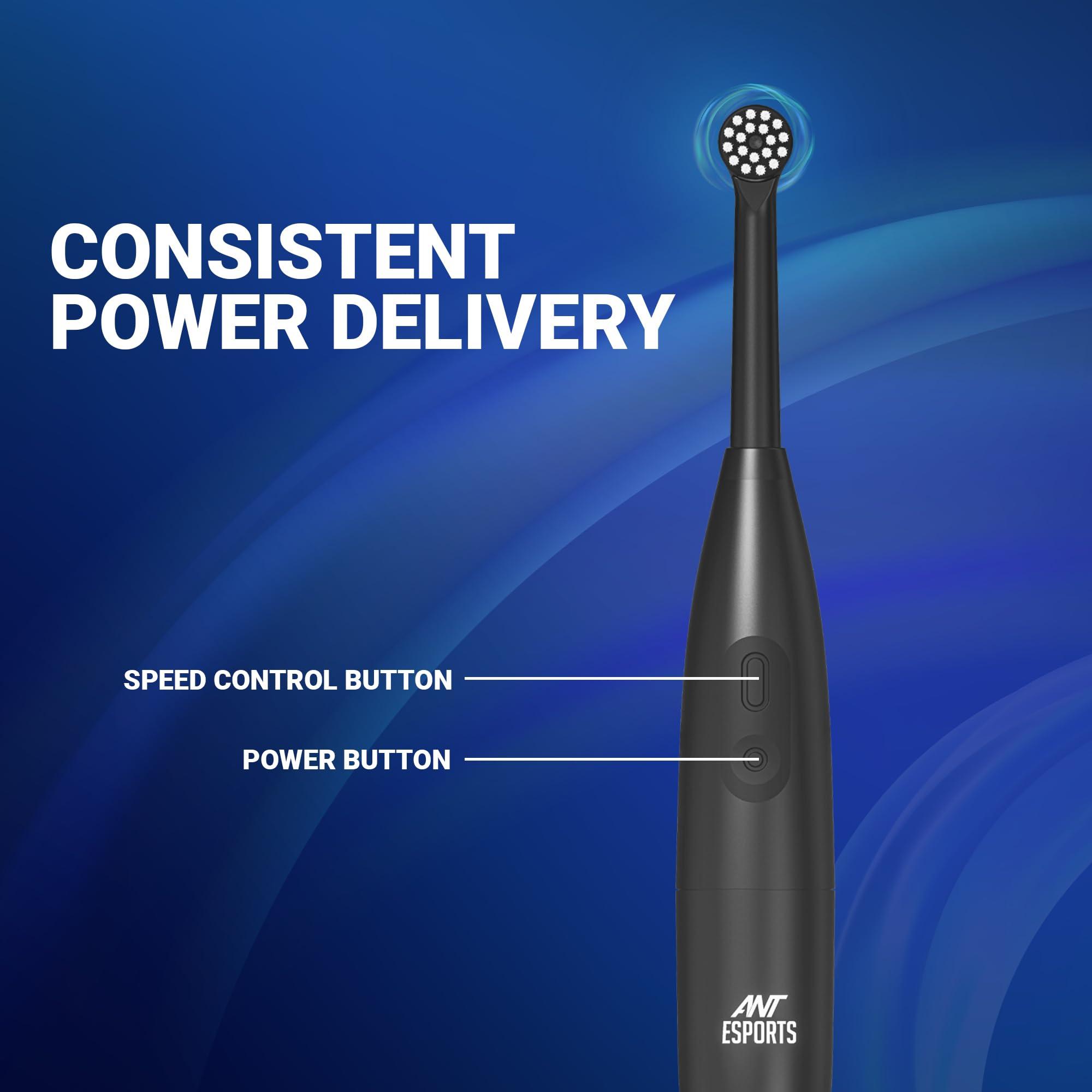 Ant Esports Ant Esports Alpha 360 Oscillation Electric Toothbrush with 2 Brush Heads, Sonic Toothbrushes 28,000 VPM, IPX7, Ergonomic Designs, last long for 40days - Black