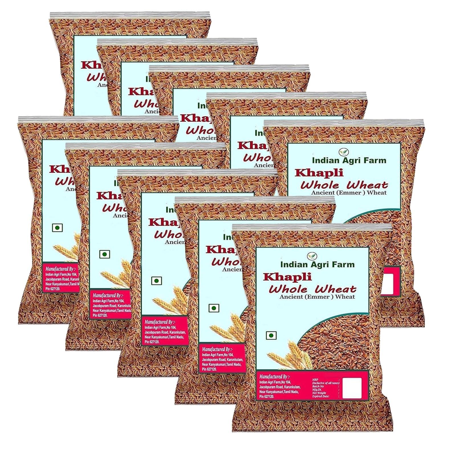 IAgriFarm Iagrifarm Khapli Wheat/Emmer Wheat (Long Grain) - 3 kg - Low Gluten, Glycaemic Index (GI)