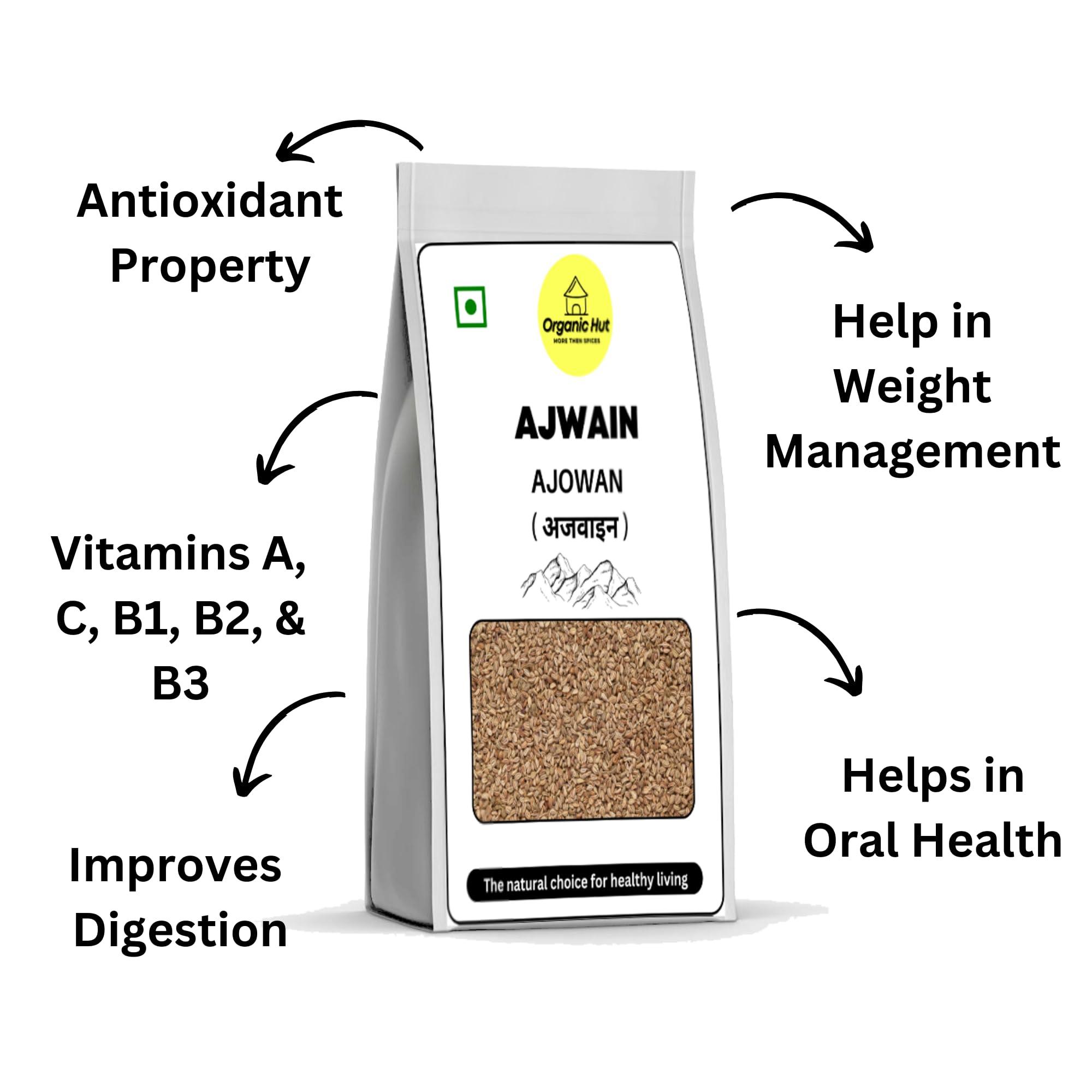 ORGANIC HUT Organic Hut Special Ajwain | Ajowan | Whole Spices | Fresh & Pure Black Papper | (Whole Spices Ajwain Pack of 100 gm)