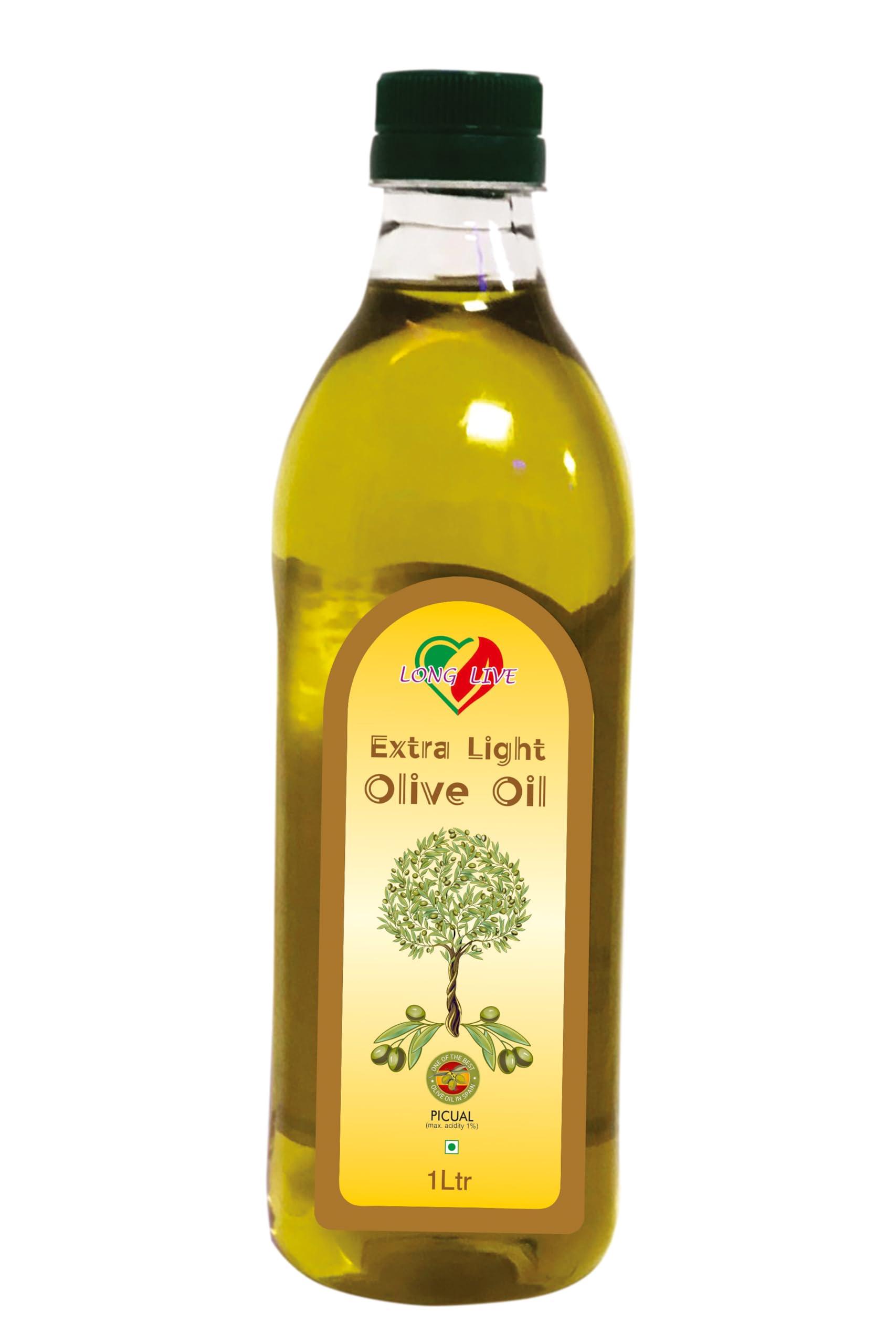Long Live Long Live Extra Light Olive Oil, First Cold Pressed,(Imported from Italy) -1 Ltr Pack of 3