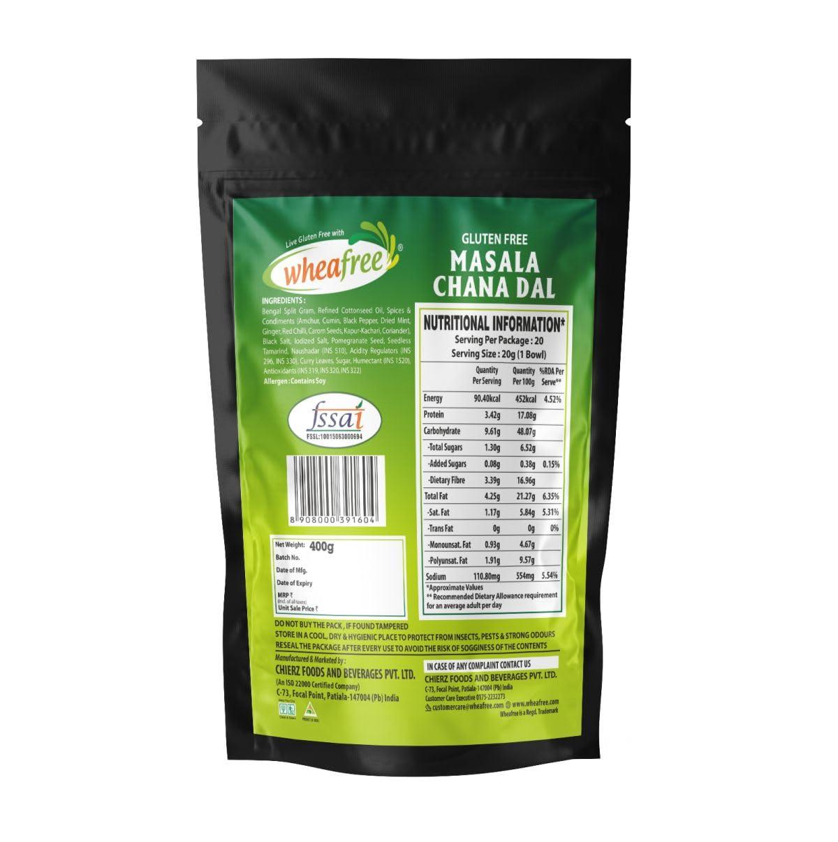 wheafree Wheafree Gluten Free Masala Chana Dal (400gm) | Ready to Eat Snacks | Indian Tasty and Crunchy Snacks | Tangy and Spicy Taste