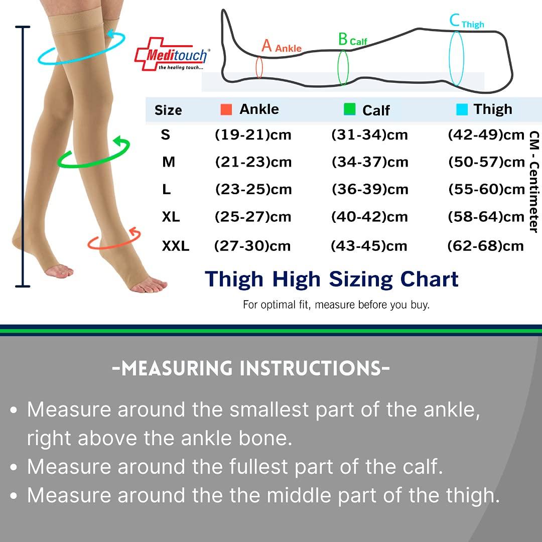 Meditouch MediTouch™ Varicose veins Stockings for Women Men- Optimum Compression Stocks Improve Circulation Recommended by Dr. for Pain relief -Open Toe- Pair (THIGH LENGTH, Small)