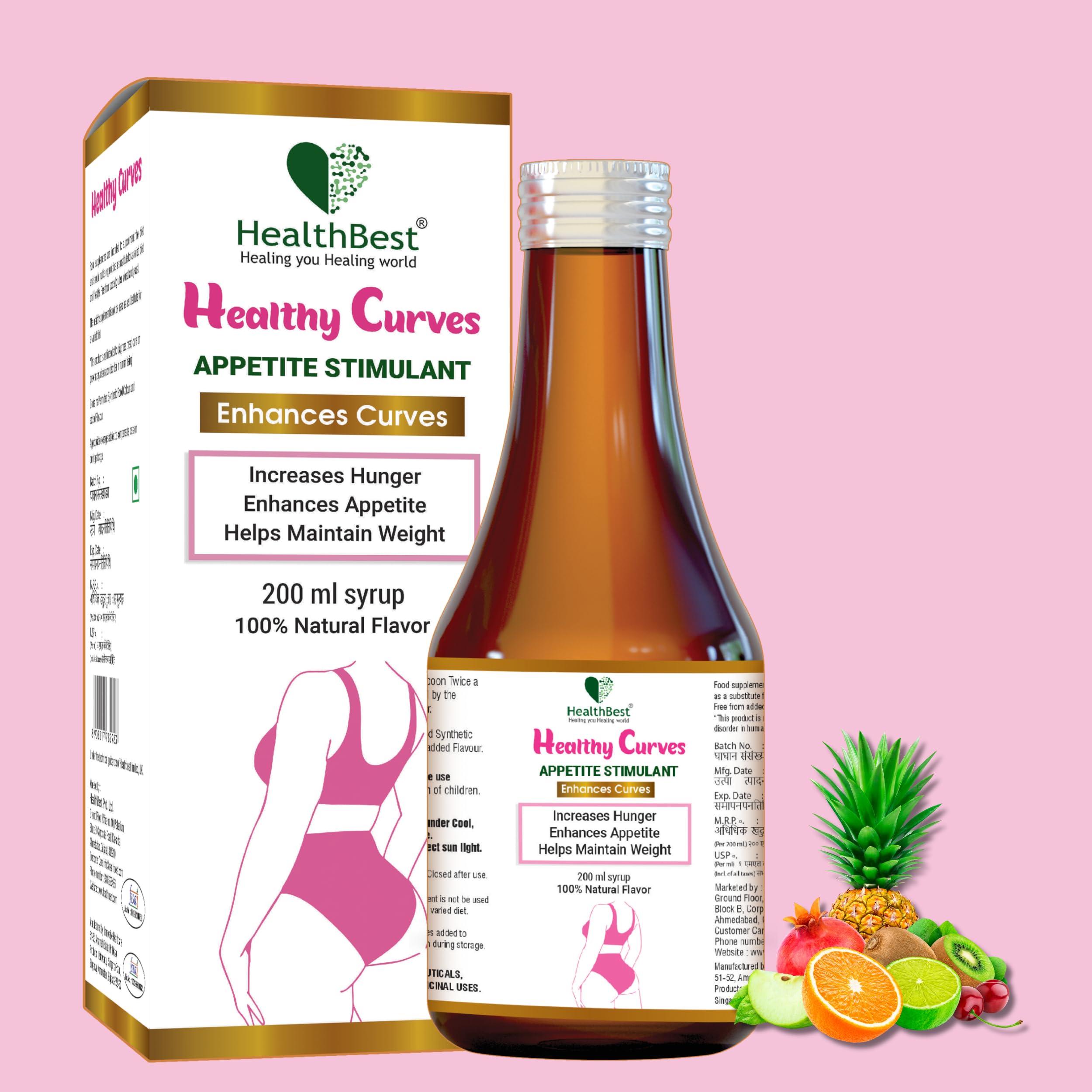 HealthBest Healthbest Weight Syrup For Women & Girls - 200ml - Enhance Curves & Body Shape - Boost Appetite, Digestive Metabolism & Energy Tonic - Pineapple Flavor