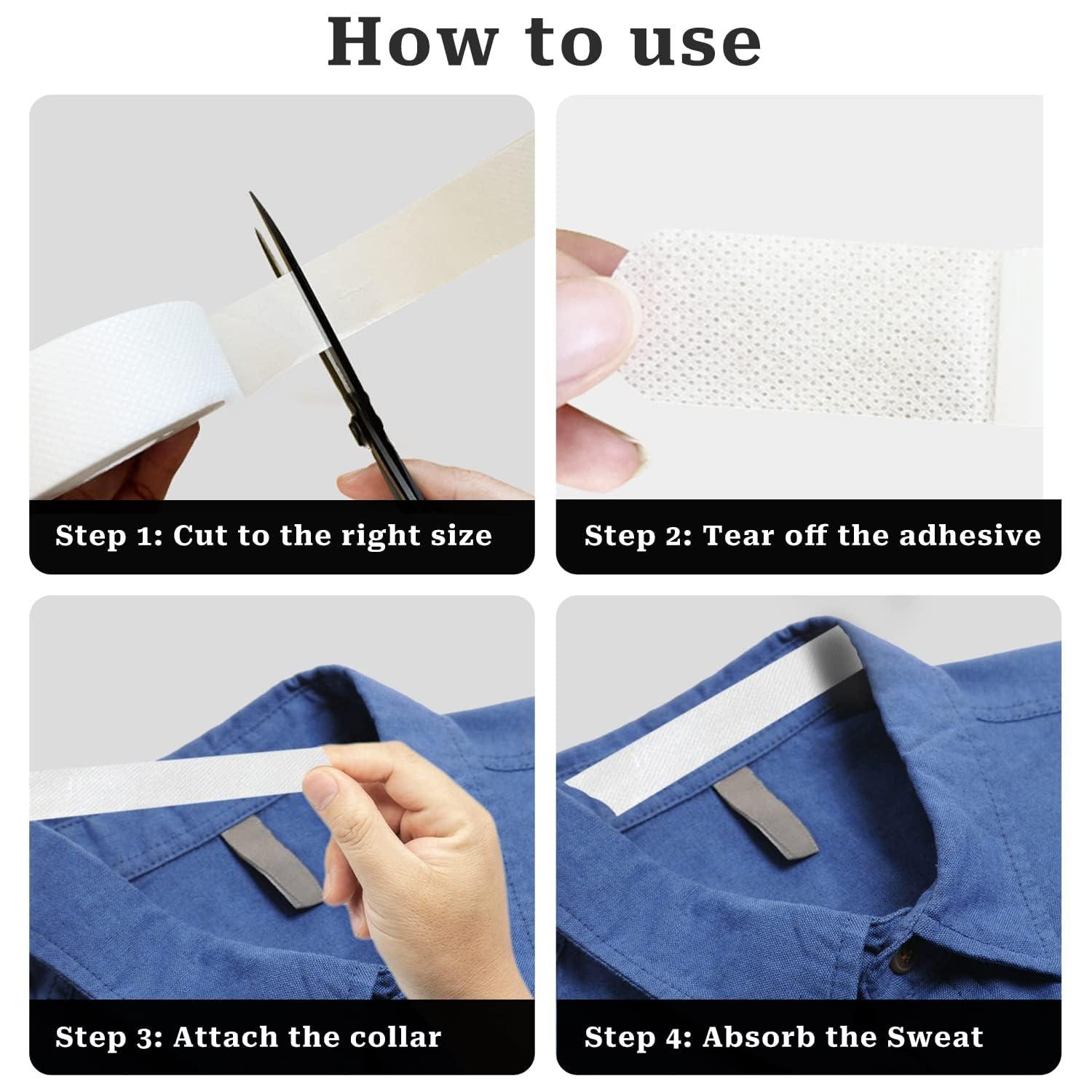 Wrixty Wrixty Self Adhesive Shirt Collar Protector Disposable Collar Protector Invisible Sweat Pads Hat Shirt Neck Liner Armpit Tape Collar Protectors for Shirts Against Sweat Stains (White)