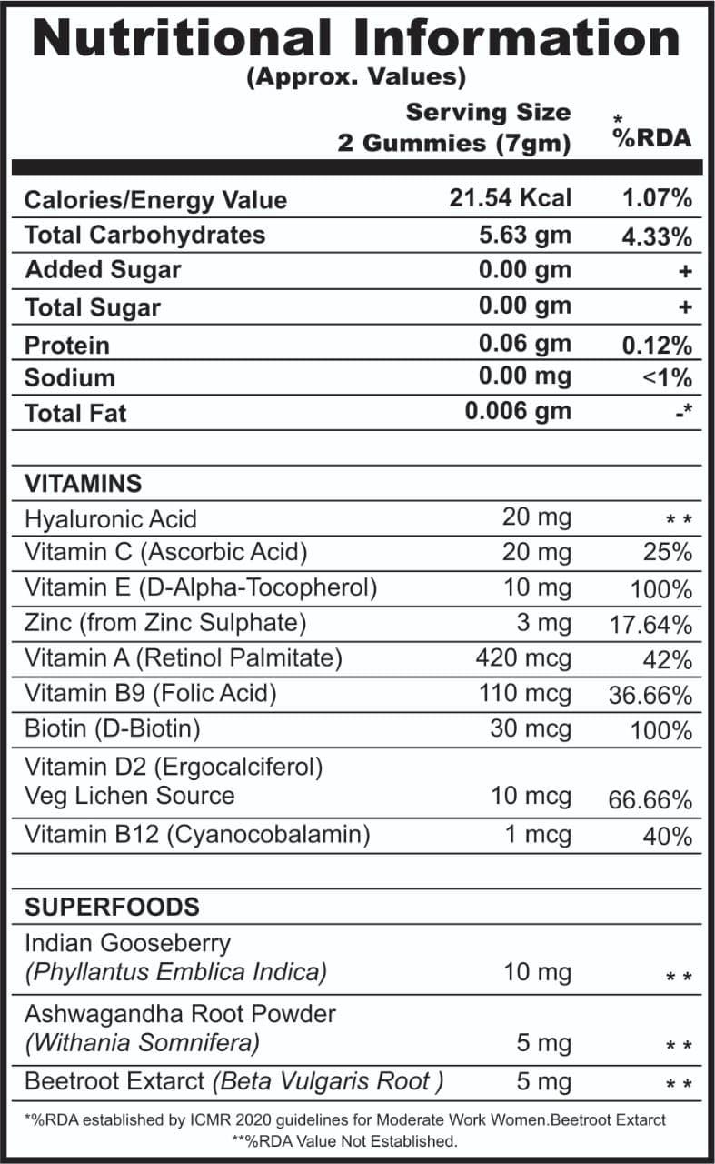 Gummy Trail Gummy Trail Skin Glow Gummies | Orange Flavour | Hyaluronic Acid Gummy for Hydrated & Glowing Skin | Healthy Skin Supplement for Women and Men | Pack of 1/60 Gummies