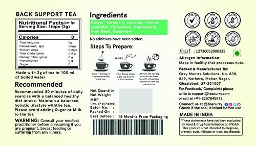 TEACURRY TEACURRY Back Pain Tea (100 Grams, 50 Cups) - Helps with Back Pain, Sciatica, Herniated Disc-Tea For Bones