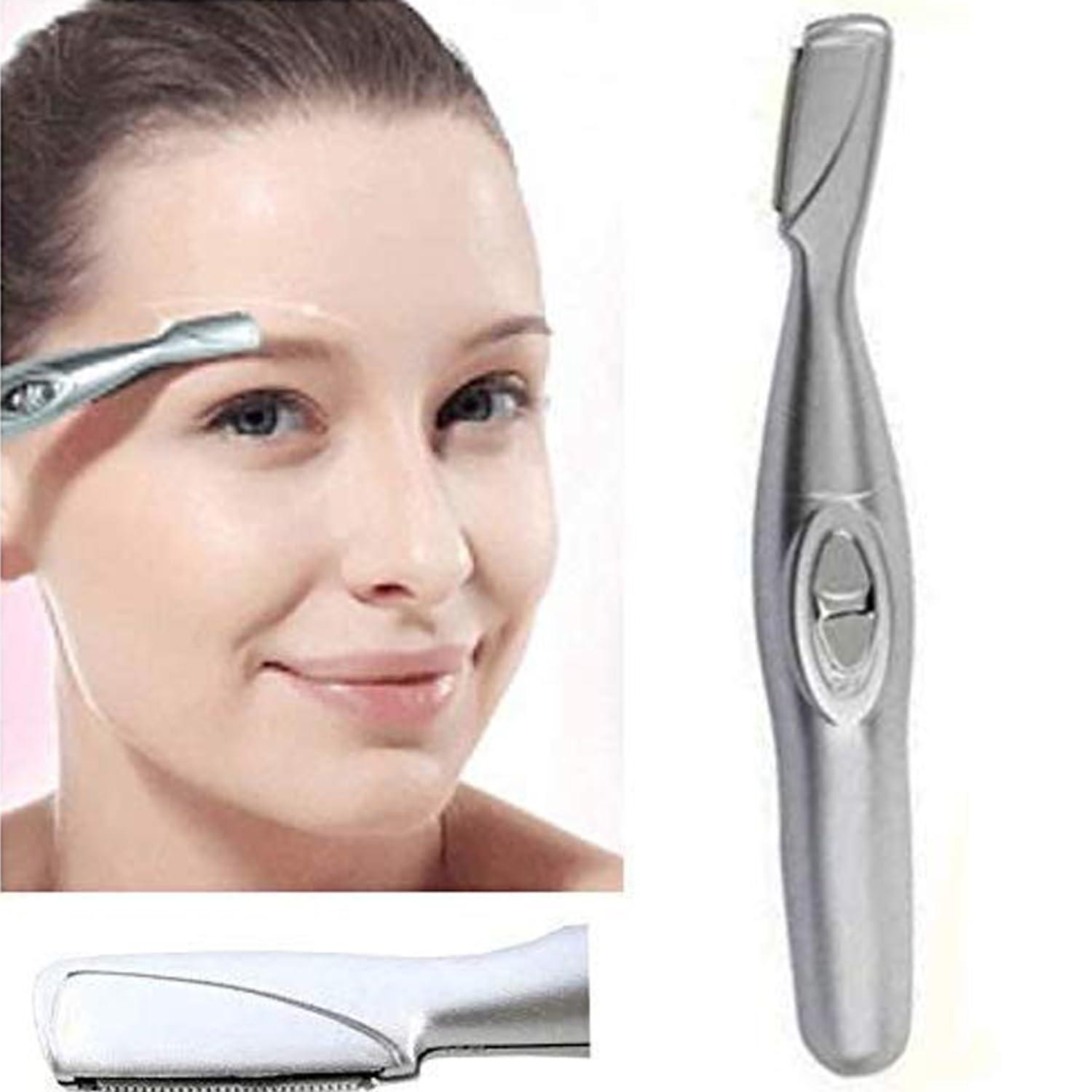 Monarch bizcom impex Monarch Bizcom Impex Bi-Feather King Eye Brow Hair Remover & Trimmer| Portable Mini Battery Powered Painless Tool| Hair Remover Epilator Pen for Women AND MEN (Free Carrying Pouch & a Cleaning Brush)