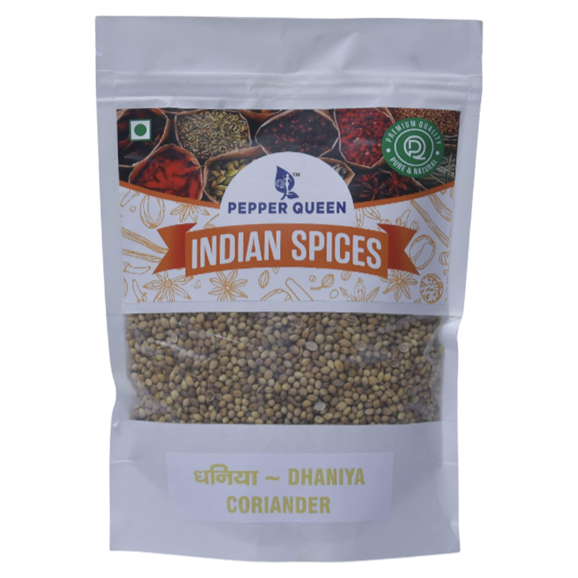 Pepper Queen PEPPER QUEEN Coriander | Dhaniya | Dhanya | Dhania | Kothmiri | Kothamalli | Kothimbir | Malli | Coriander Whole | Coriander Seeds Whole | Whole Indian Spice Seeds (450 gm)