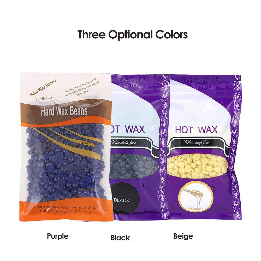 POOWE Hair Removal Wax Bean Body Hair Remover Hard Wax Beans No Strip Depilatory Hot Hard Wax Hair Removal Bean (Purple)-POOWE