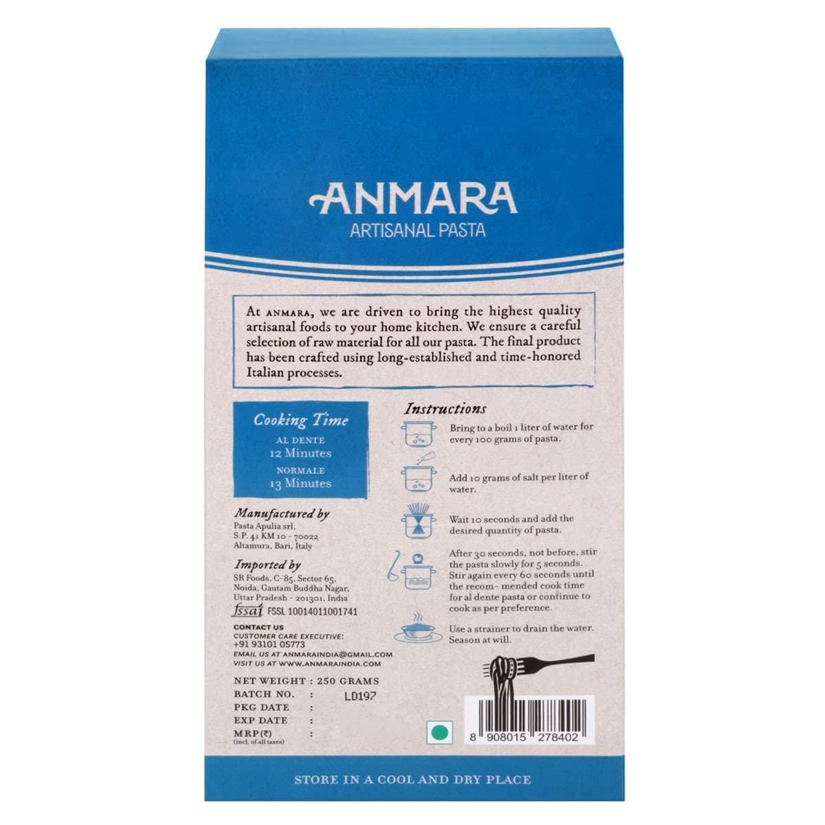 Anmara Anmara Artisanal Pasta, Combo Pack of Gluten Free Fusilli 250g and Pennete 250g Pack of 2