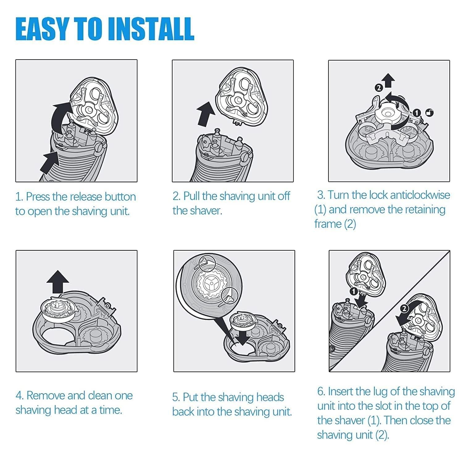 Justec Justec HQ8 Replacement Heads for Philips Norelco Aquatec Shavers, AT750,AT751,AT890,AT891,HQ7120, OEM HQ8 Blades Upgraded, Philips Norelco Electric Shaver Replacement Hq8505 Blades 3Pack