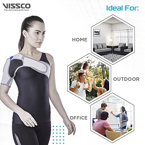 Vissco Vissco Shoulder Support, Shoulder Immobilizer With Adjustable Stretchable Strap, Better Immobilization, Pain Reliever For Rotator cuff injury, Post paralysis - Small (Grey)