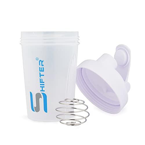 SHIFTER COMPACT GYM SHAKER BOTTLE PROTEIN SHAKER 400 ML FOR PREWORKOUT POST AND INTRA WORKOUT BPA FREE LEAKPROOF SIPPER (WHITE)