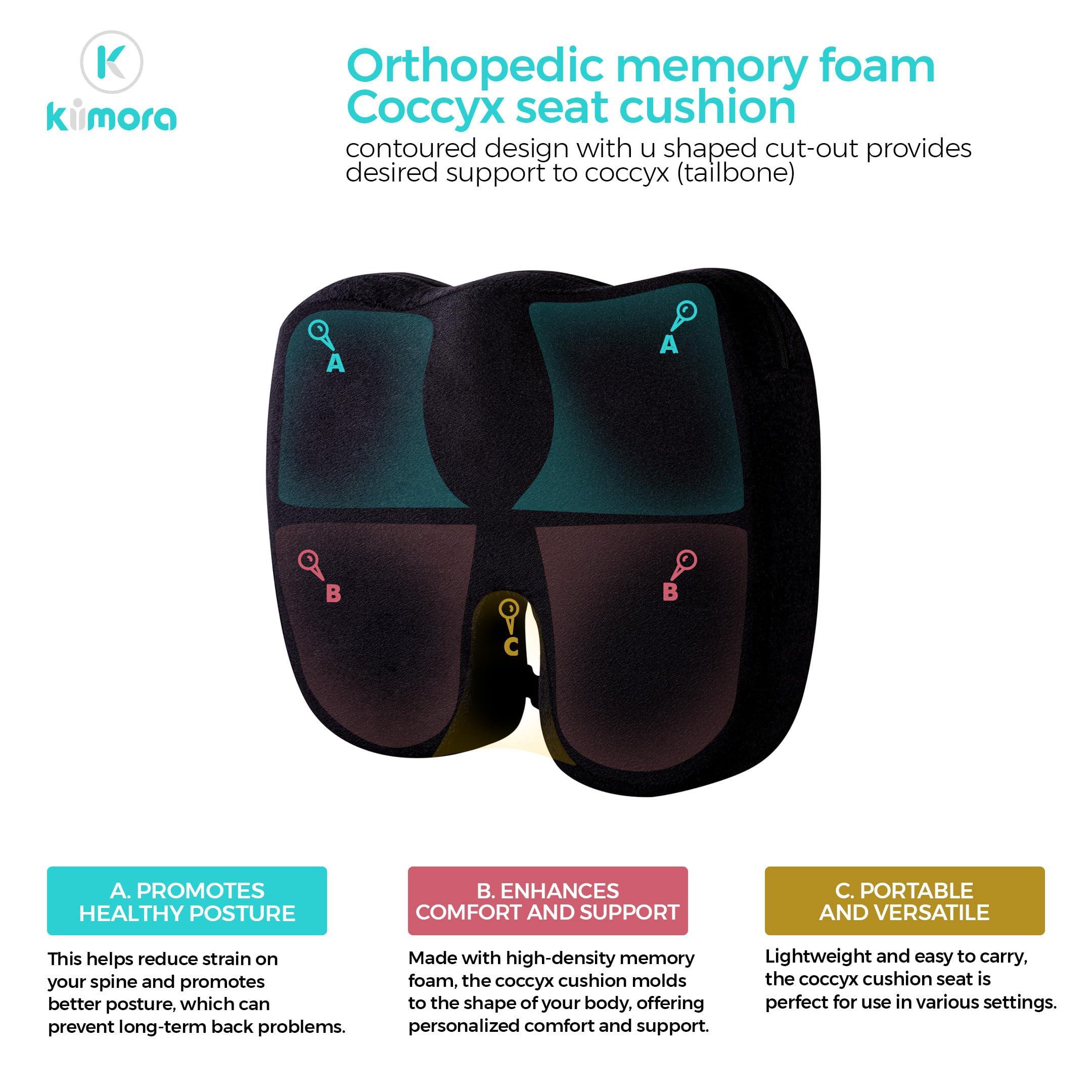 Kiimora Kiimora Coccyx Seat Cushion for Tailbone and Lower Back Pain Relief Polyurethane Foam Comfort Support Pad