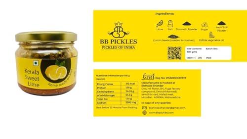 BB PICKLES BB PICKLES Homemade Goan Mango Chunda/Kerala Sweet Lime/Khatta Meetha Mango Pickle Authentic Recipe and Taste (Pack of 3 Jar 300g Each)